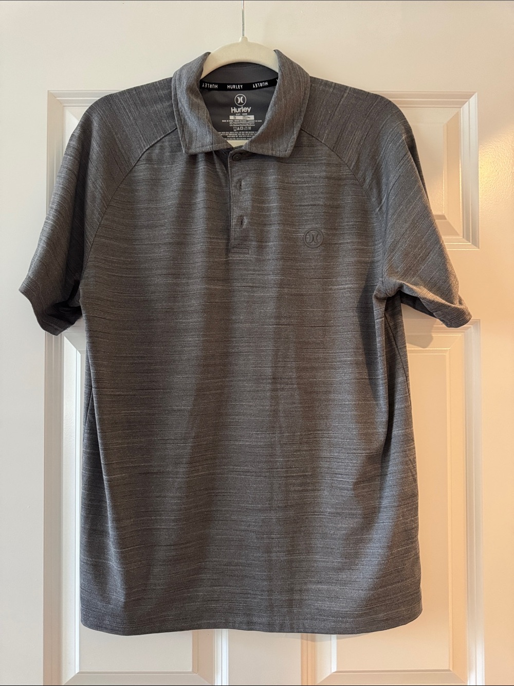 Hurley Men's Heather Gray Polo - Subtle Stripe Texture